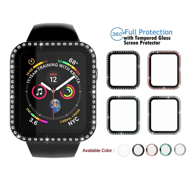 for Apple Watch 44mm Series SE 6 5 4 Sport, Nike+, Edition Case with Screen Protector, PC Hard Bling Crystal Diamonds Shiny Rhinestone Bumper Protective Case for iWatch Series 4/5/6 -Green 44mm