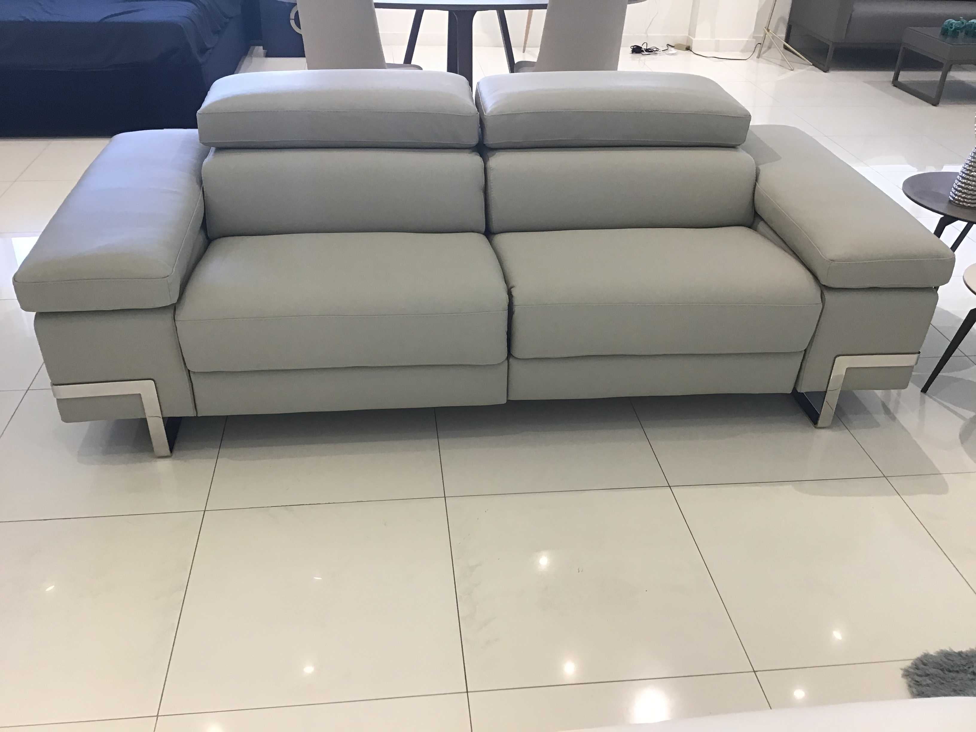 95" X 43" X 30" Light Gray Leather Sofa Bed