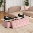 thumbnail image 3 of SONGMICS 43.3" Storage Ottoman Bench, Ottoman with Storage, 30 Gal Foot Rest Stool for Bedroom Living Room, Jelly Pink, 3 of 7