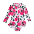 thumbnail image 1 of Baby Toddler Girl Long Sleeve Ruffle Swimsuit One Zipper Bathing Suit with UPF 50+ Sun Protection, 1 of 7