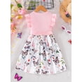 thumbnail image 6 of WIBACKER Toddler and Little Girls Ruffle Short Sleeve Dress Butterfly Kids Summer Sundress with Belt, 6 of 10
