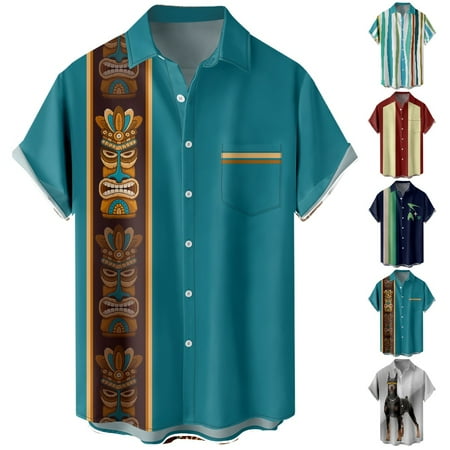 

Big Men s Collared Button Down Shirt Regular Fit Classic Bowling Shirts For Men