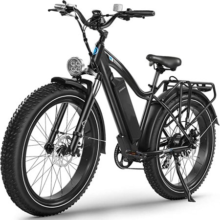 Kistp 26" Electric Mountain Bike, 48V 20AH Removable Lithium Battery, Peak 1000W Powerful Motor with Aluminum Rack, 70 Miles Long Range off-road Bike for Man - Black