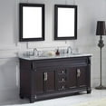 thumbnail image 2 of Victoria 60" Double Bath Vanity in Espresso with White Marble Top and Round Sinks with Polished Chrome Faucets with Matching Mirror, 2 of 8