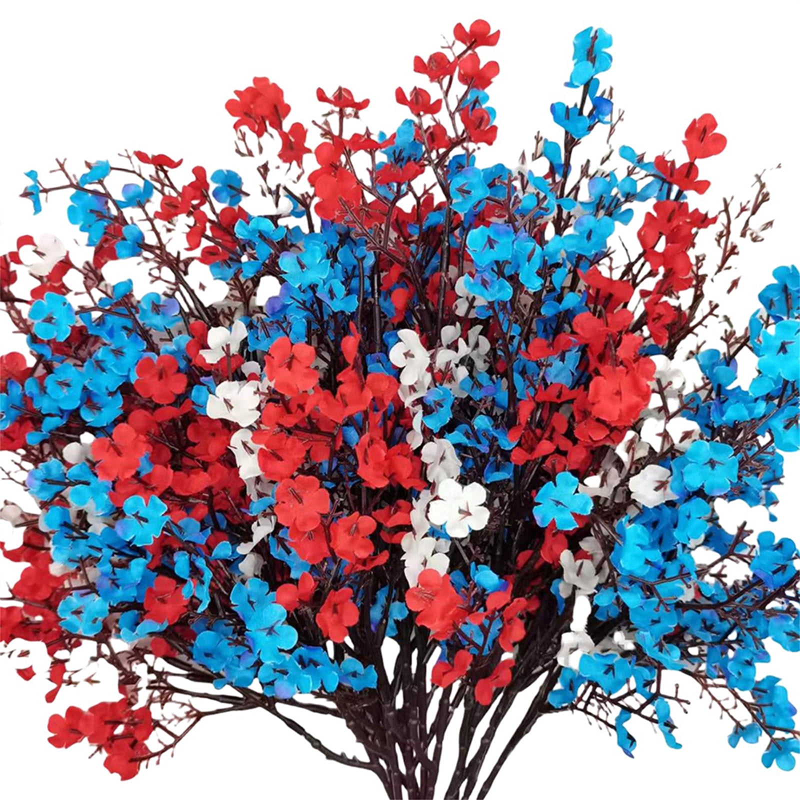 Red WhiteandBlue Decorations, Blue Silk Flowers, 18inStems, Artificial Flower Bouquet, Patriotic Decorations, 4ThofJuly Decorations, BlueandWhite Decor, 15 Stems, 1 Pc