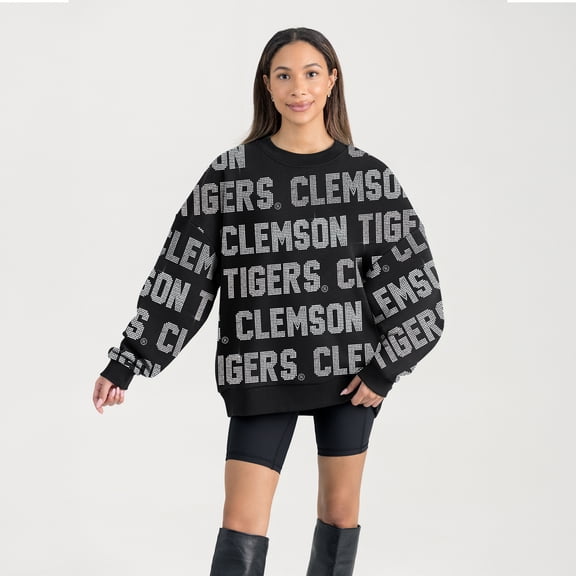Women's Gameday Couture  Black Clemson Tigers Hype Era Sweatshirt