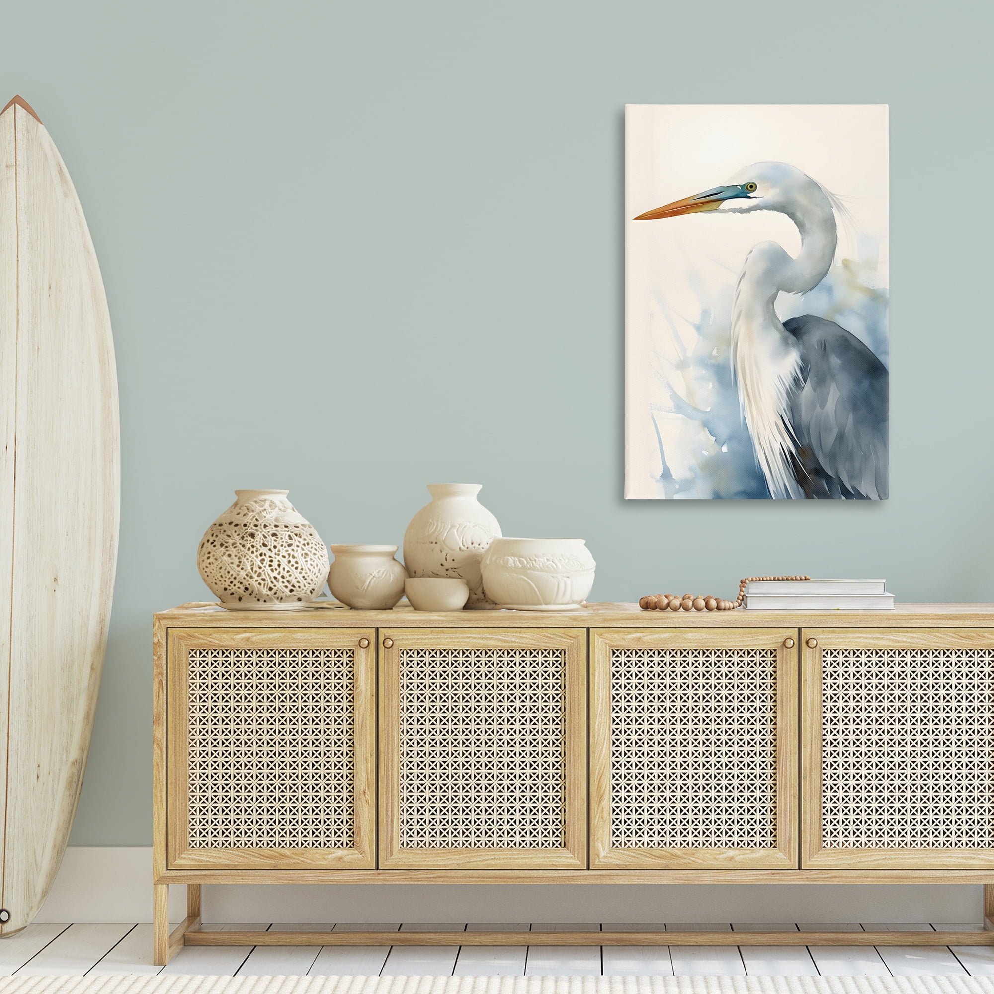 Stupell Industries Quiet Heron View Animals & Insects Painting Gallery Wrapped Canvas Art Print Wall Art, 30 x 45