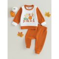 thumbnail image 2 of My First Halloween Thanksgiving Baby Girl Outfit 3M 6M 12M 24M 3Y Daddys/Mommys Little Pumpkin Sweatshirt and Pants Cute Clothes, 2 of 9