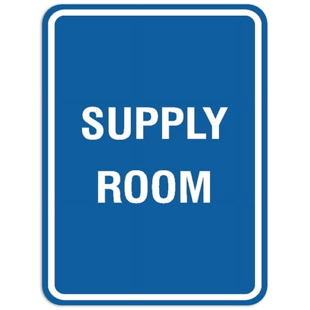 Signs ByLITA Portrait Round Supply Room Sign - Laser-Engraved Lettering | Durable ABS Plastic | Vibrant Colors | Powerful Foam Tape (Blue) - Large