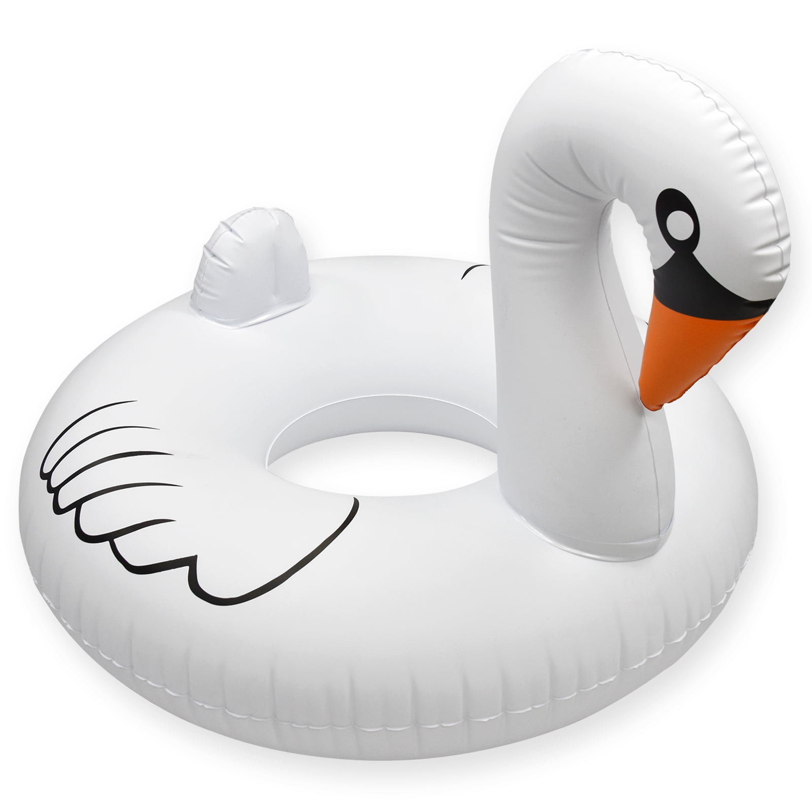 Giant White Swan Inflatable Swimming Pool Float Raft Tube 4 FT Big Mouth 