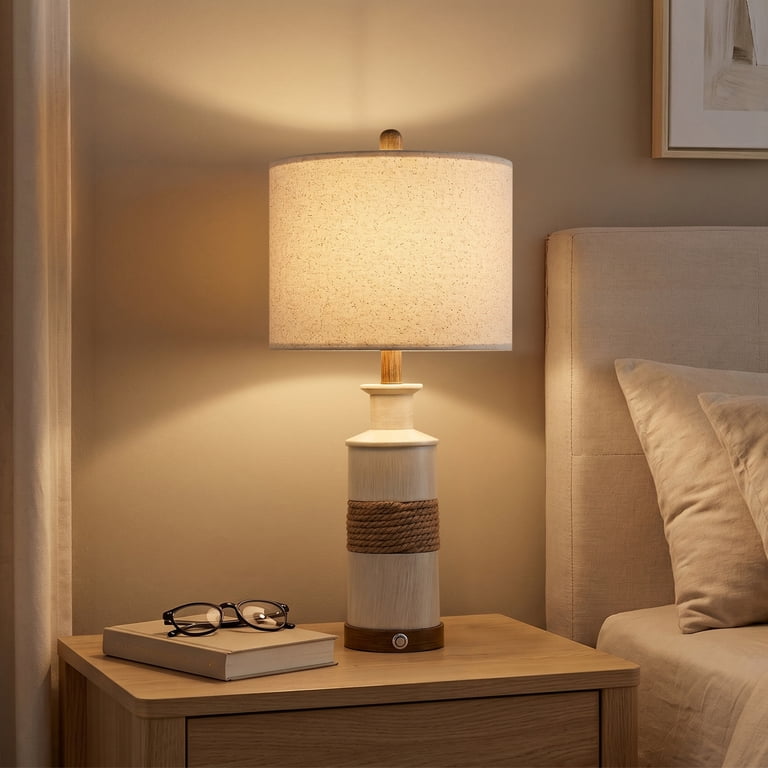 Oneach Farmhouse Table Lamp Set of 2, 24.25", Resin photo 7