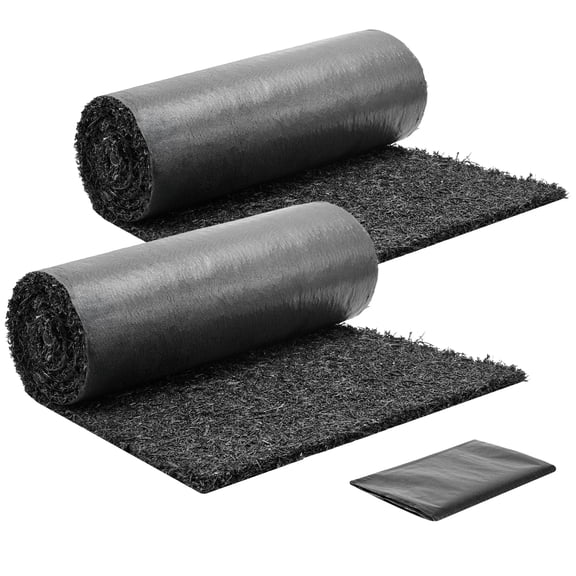 KFFKFF Rubber Mulch Mat Roll, 2 Rolls 96 x 24 in Recycled Rubber, 0.5 in Thick, Customizable, Minimizes Weed Growth, Realistic Weed Barrier Mat, Durable Pathway for Landscaping