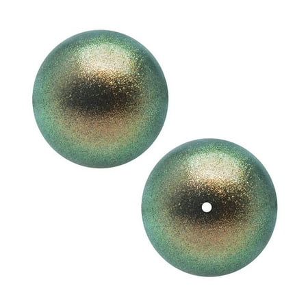 Iridescent Crystal - Swarovski Crystal, #5810 Round Faux Pearl Beads 4mm, 50 Pieces, Iridescent Green