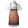 thumbnail image 3 of Rustic Apron Antique French Wooden Door Old Medieval Historical Entrance Middle Age Design, Unisex Kitchen Bib Apron with Adjustable Neck for Cooking Baking Gardening, Brown and Cream, by Ambesonne, 3 of 3