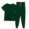 thumbnail image 2 of Conjunto de uniforme para mujer, traje cómodo, sencillo, con múltiples bolsillos, ligero, escote en V, duradero, informal, pantalones de , Verde m Color verde M Salvador Blusa y pantalones médicos, 2 of 10