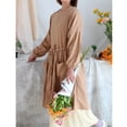 thumbnail image 5 of Cotton Linen Apron Ladies Long Sleeve Apron Gardening, Painting, Baking, Home Cooking Apron - Caramel, 5 of 6