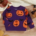 thumbnail image 2 of Mercatoo Toddler Halloween Outfit Baby Boy Girl Cute Pumpkin Bat Graphic Sweatshirt Crewneck Shirt Long Sleeve Pullover Top, 2 of 5