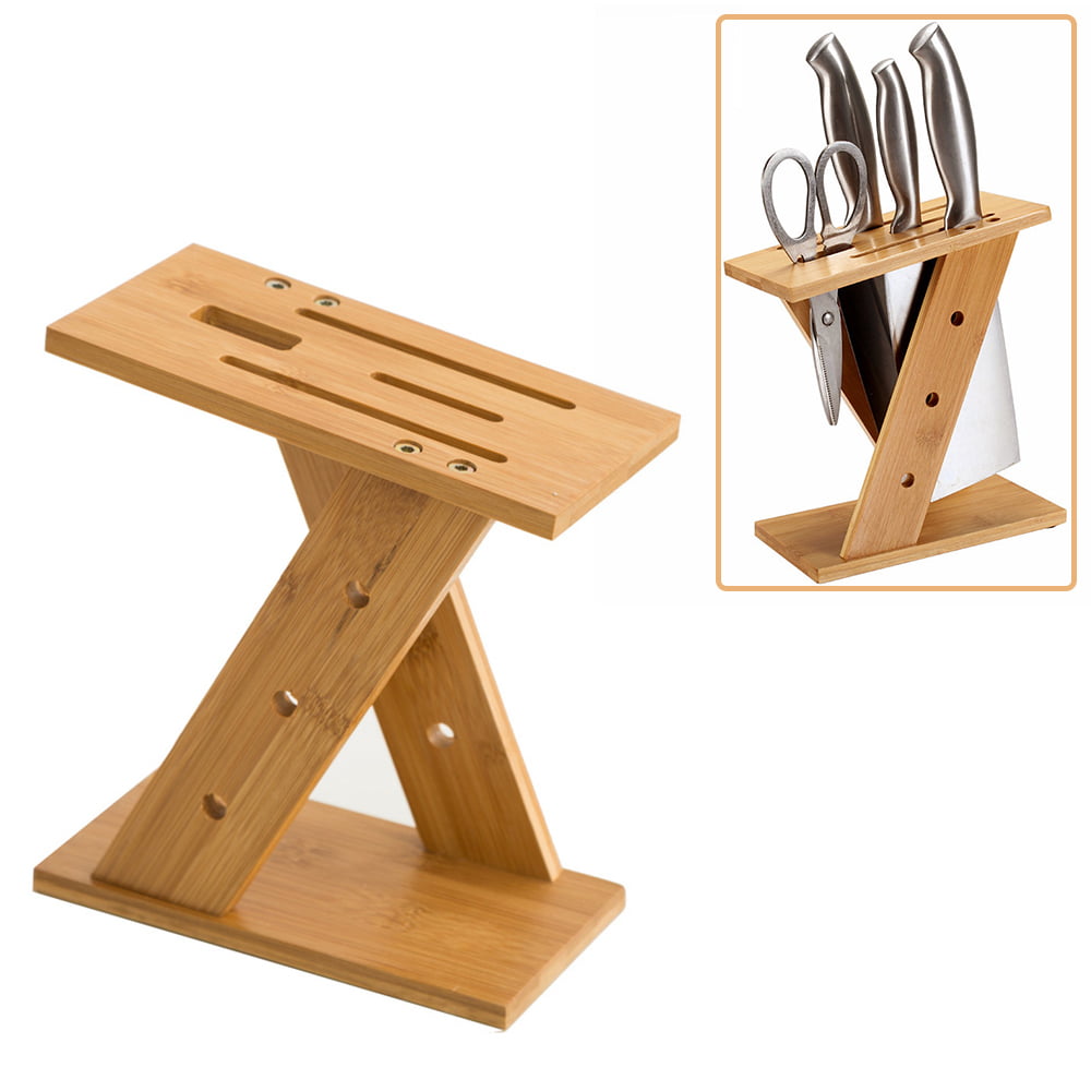 2 Type Bamboo Wood Cutter Block Holder Storage Box Organizer Kitchen Rack Holder 