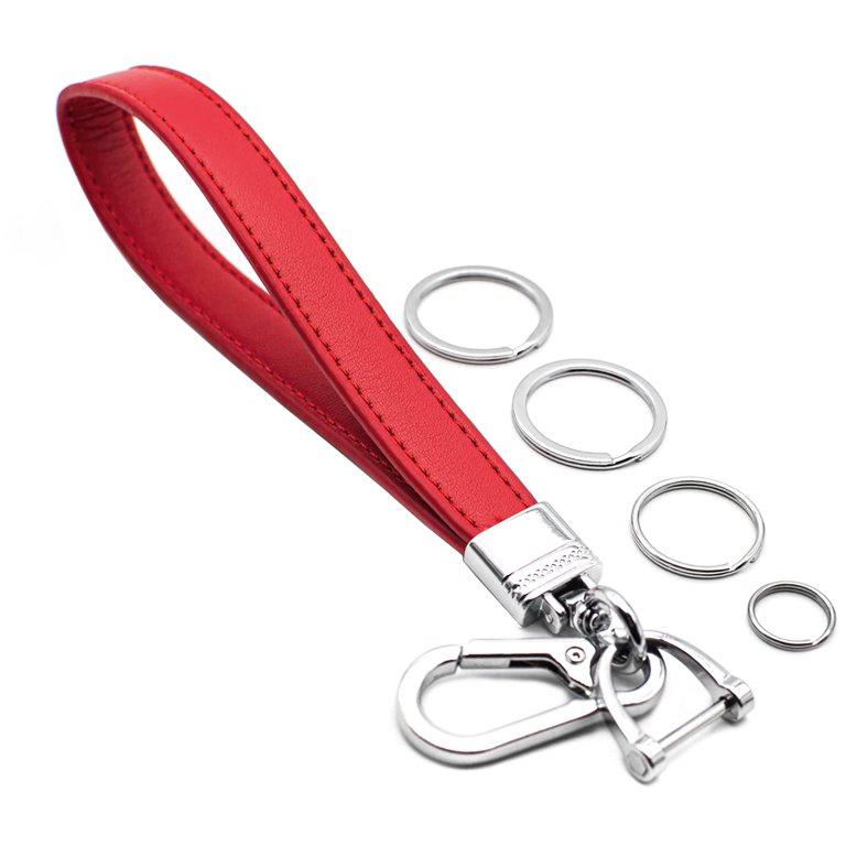 Universal Leather Car Keychain 360 Degree Rotatable with Anti-Lost