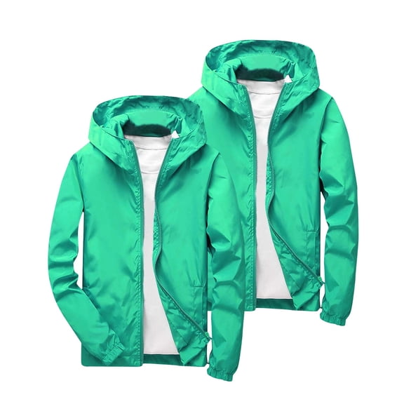 OGLCCG 2-Pack Kids Rain Jackets Lightweight Windproof Hooded Raincoats Solid Windbreakers for Boys Girls, Size 3–12
