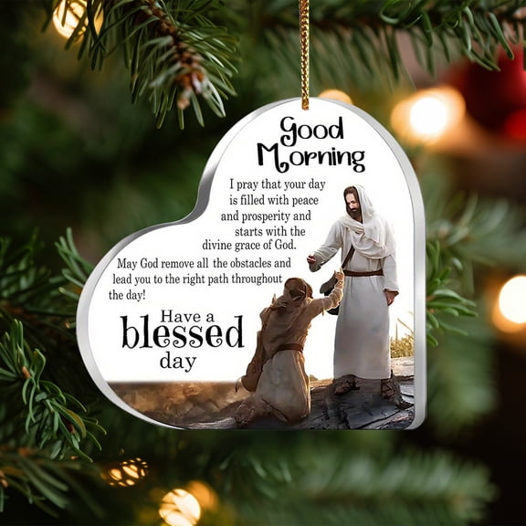 Doghiosgha Heart‑Shaped Nativity Scene Christmas Ornament, Holy Family Pendant for Christmas Tree & Home Decor, 3.1 Inch, A