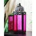 thumbnail image 5 of 10.5" Medium Moroccan Lantern Candle Holder – Black with Pink Glass, Metal Decorative Lamp for Indoor/Outdoor Patio or Porch Use, Home Decor, Ramadan, Weddings, 5 of 5