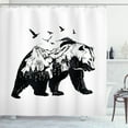 thumbnail image 1 of Ambesonne Bear Shower Curtain, Wildlife Mammal Silhouette, 69"Wx70"L, Black White, 1 of 3