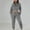 Gray, variant on Idoravan Women Sets Clothing Clearance Womens Casual Fashion Solid Color Workwear Jacket Short Top Leggings Pants Commuting Two-piece Set