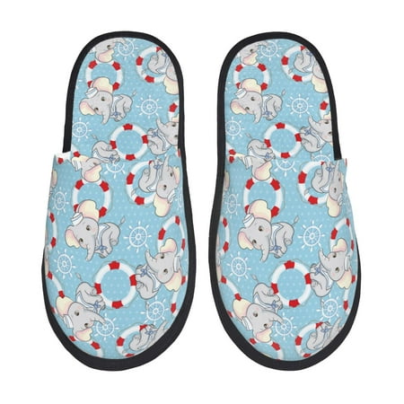 Balery Baby Elephant Slient Indoor Furry Fleece Comfort House Shoes Soft Non-Slip Home Shoes Cotton slippers House Slippers-- Large