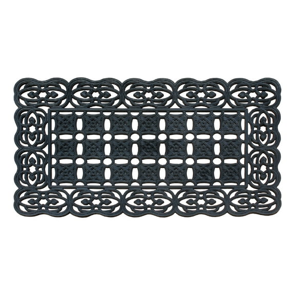 A1 Home Collections Heavy Duty Indoor/Outdoor Decorative Design Durable Rubber Doormat 22"X37", Black
