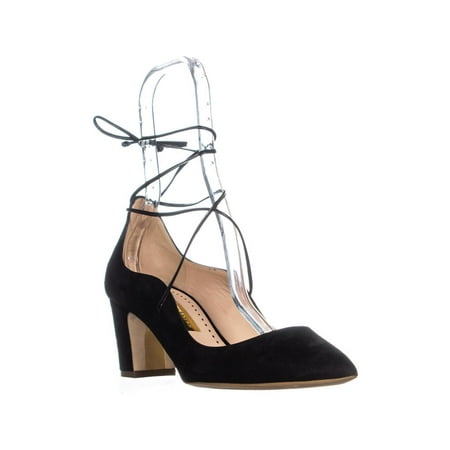 Womens Black Suede Pumps - Womens Rupert Sanderson Poet Lace Up Pumps, Black Suede