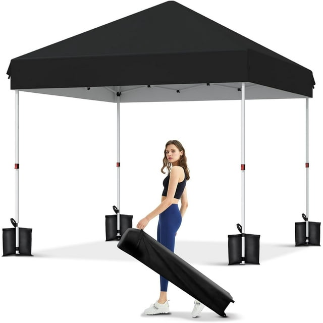 Abri Instantané 10x10 avec Installation à un Bouton - Tente d'Extérieur Robuste avec Sac à Roulettes Portable - 3 Hauteurs Réglables, 4 Sacs de Lest, 8 Piquets et 4 Cordes Hauban Inclus