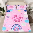 thumbnail image 2 of Homewish Cartoon Rainbow Child Full Size Sheets, Kawaii Stars Cloud Bed Sheets, Girly Pink Cartoon Theme Sheet Sets, Breathable Home Decor, 4 Pieces, 2 of 7