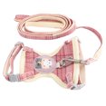 thumbnail image 3 of Harnais pour Chat avec Laisse, Harnais-Veste pour Chat Anti-Perte avec Laisse, Sangle de Veste Ajustable pour Animal de Compagnie pour la Marche Carreaux Roses et Carreaux Couleur Café, 3 of 8