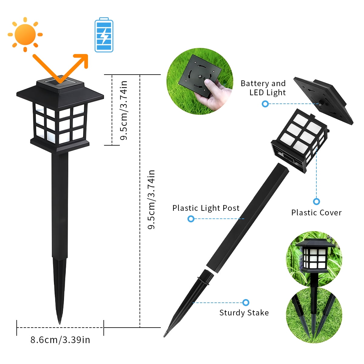24 Pack Solar Lights Outdoor Decorative, Solar LED Waterproof Pathway Lights Outdoor, Solar Powered Retro Garden Yard Lights for Garden, Landscape, Path, Yard, Patio, White