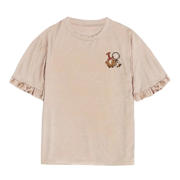 Camiseta para mujer, camiseta para mujer, camisetas de manga corta, camisetas informales de moda Simple, camisetas básicas de verano, ropa para vacaci caqui