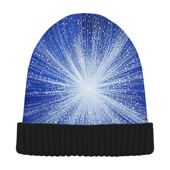 joogoo Blue Shiny Fireworks Beanie Hats Men Women Cuffed Skull Cap Winter Warm Knit Thick Beanies