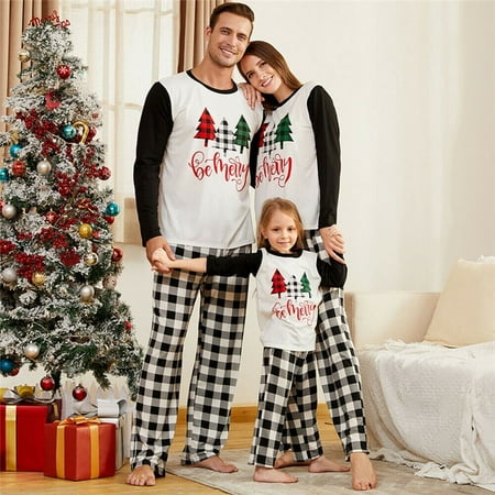 

Christmas Family Matching Pajamas Sets Dad Mom Kid Baby Christmastree Printed Sleepwear Homewear Sets