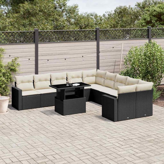 vidaXL Garden Sofa Set Black and Cream White