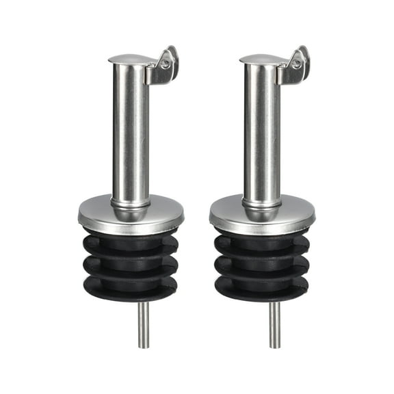 Stainless Steel Bottle Pourers, 2Pack Auto Flip Olive Oil Spout, for Bar Supplies Vinegar Bottle Wine Pourers (Black)