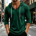 thumbnail image 3 of Resicozy Men's Athletic Hooded Shirts 3/4 Length Sleeve Workout Sport Hoodie Casual Running T Shirt Trendy Pullover Tops Dark Green 2XL, 3 of 7