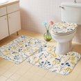 thumbnail image 4 of Summer Flower Bathroom Rugs Set Abstract Yellow Floral Vintage Leaf Texture Non Slip Absorbent Soft Bath Mats 3 Piece Set with Bathroom Rug, U-Shaped Floor Mat, Toilet Seat Cover Small Size, 4 of 9