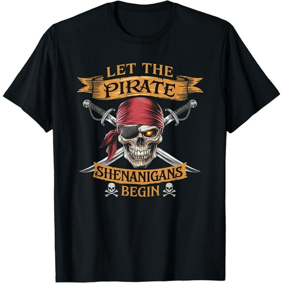 Halloween Skull Let The Pirate Shenanigans Begin T-Shirt, Kid And Adult Size, Bamibatee