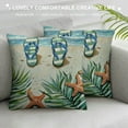 thumbnail image 3 of Chilfamy Summer Hello Sunshine Decorative Throw Pillow Covers, Beach Please Coastal Flip Flops Cushion Case Decor, Nautical Palm Leaves Seasonal Home Decoration for Sofa Couch 20x20in, 3 of 5
