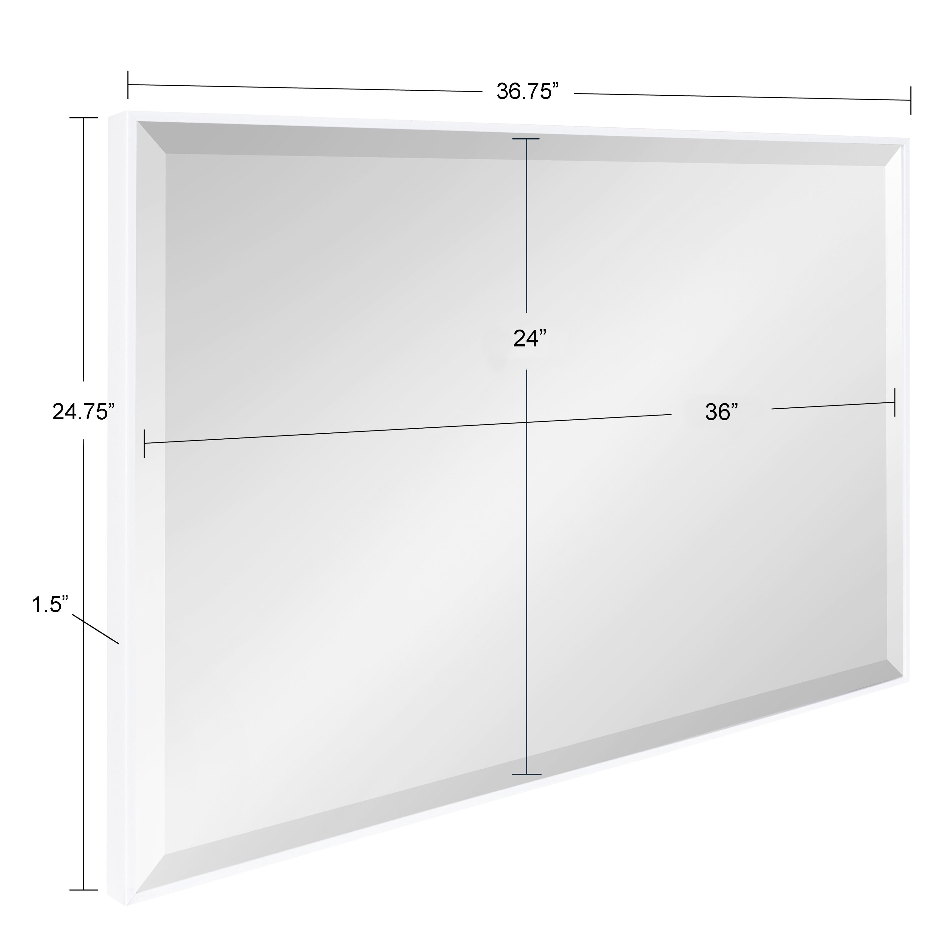Kate And Laurel Rhodes Modern Decorative Rectangle Wall Mirror, 24.75" x 36.75", White, Contemporary Wall Decor