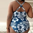 thumbnail image 4 of Womens 2 Piece Swimsuits High Waisted Plus Size Tankini with Shorts Fashion Floral Printed Bathing Suit (Blue L), 4 of 6
