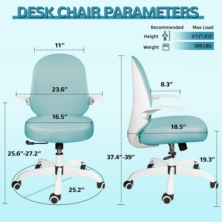 Modern Swivel Desk Chair, Office Chair, Waterproof and Silent PU Wheel, Ergonomic PP Seat Cushion Desk Chairs - Blue