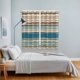 thumbnail image 5 of Curtains 84 Inches Long 2 Panels, Blue Brown Beige Grommets Window Treatment Curtain, Boho Farmhouse Country Abstract Striped Thermal Curtains Drapes for Living Room/Bathroom, 5 of 9