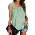 thumbnail image 1 of Mujeres Casual Frill Trim Camisole Top Shirred Correa sin mangas Pure Color Tank Top para el verano, 1 of 6