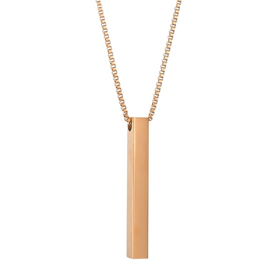 Gzwccvsn Men Bar Pendant Necklace Stainless Steel Box Chain Pendant Necklace for Men Jewelry